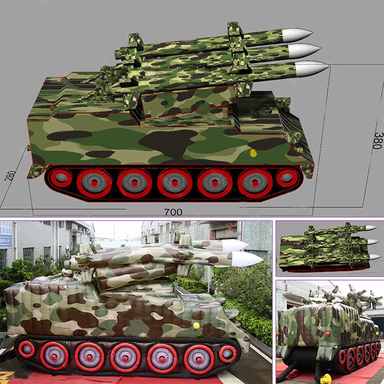 7X2.8X3.8M Inflatable Missile Tank For Decoration Missile Launcher Inflatable Tank Model