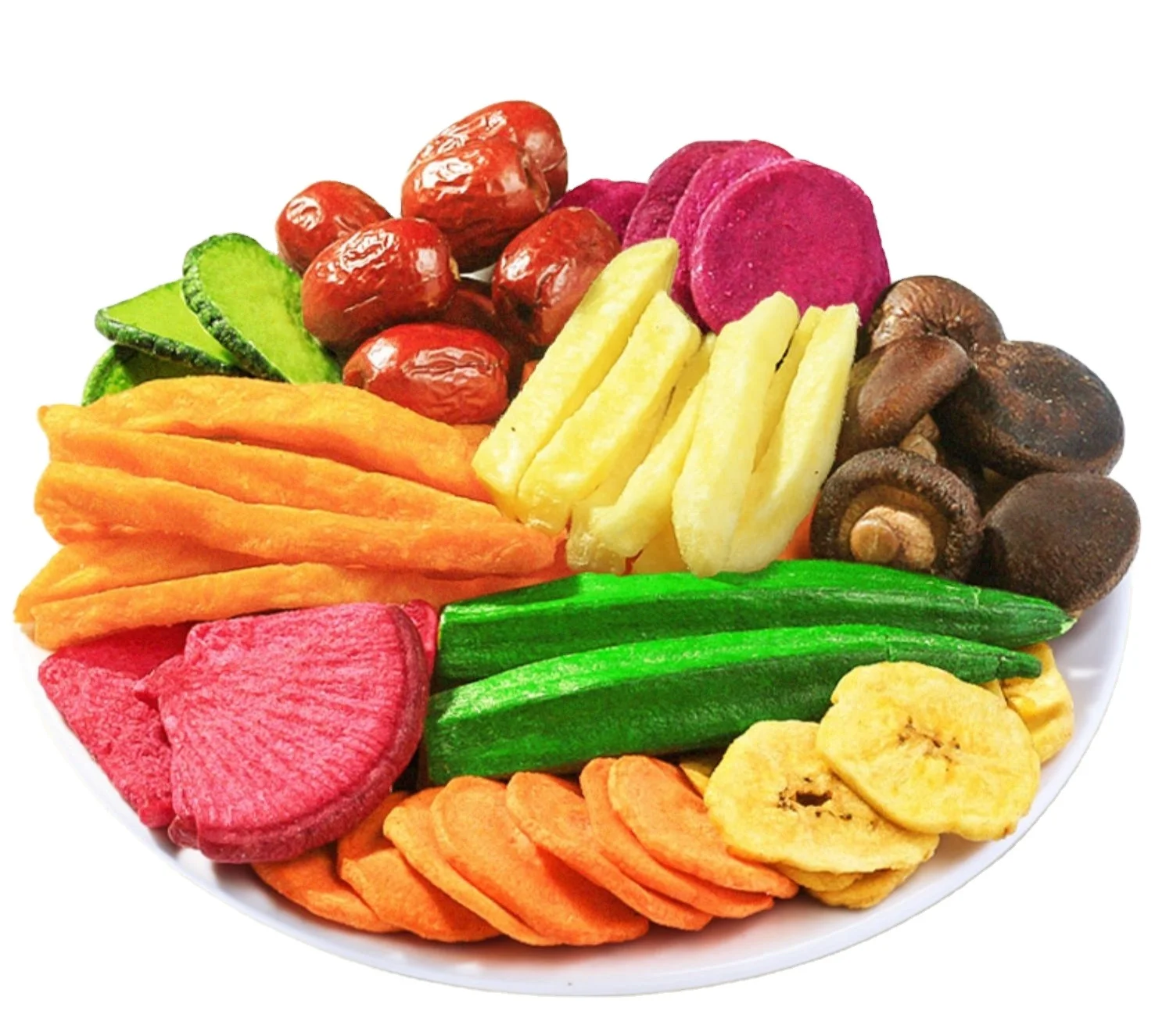 
Vegetable and fruit crisps Mixed package dehydrated and ready to eat mushroom and okra crisp bag 