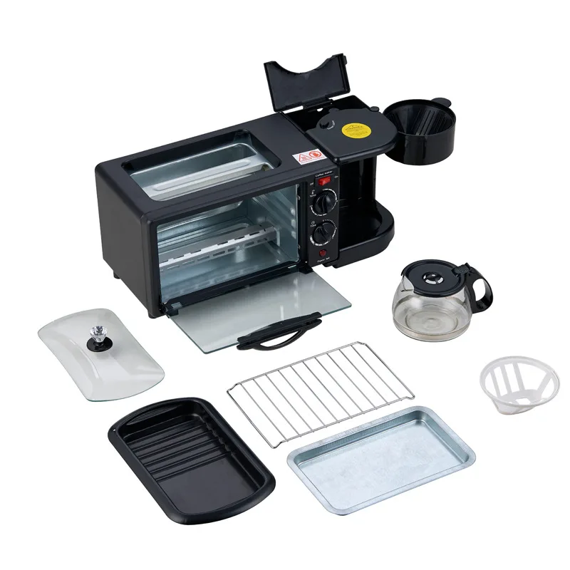 2024 new hot sell Multifunctional 3 in 1 breakfast machine station microwave 3 in 1 oven coffee maker and Non Stick Grill