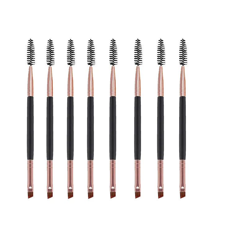 Wholesale Single Makeup Brush with Dual Ended Angled Spoolies Double Sided Wood Brow Eyebrow Brush Accessories