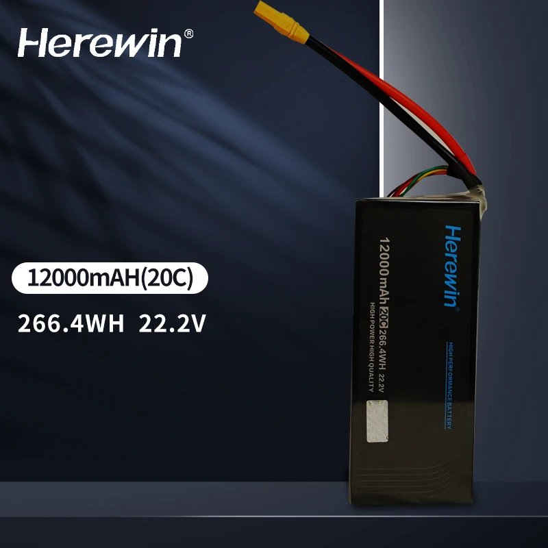 Herewin 12000mAh 6S 22.2V 20C Rechargeable Polymer Lithium Lipo Battery for Drone