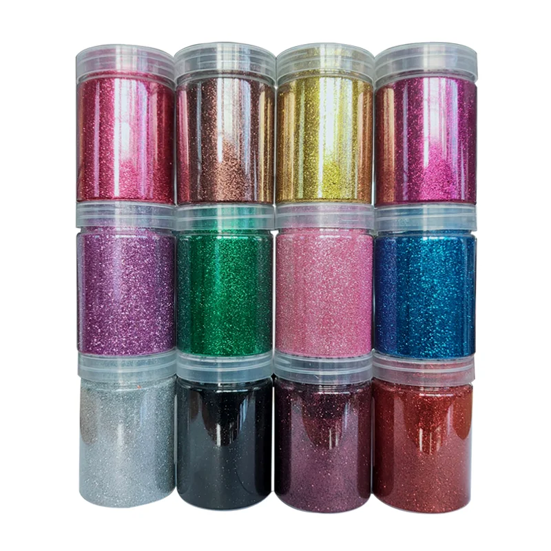 100 Gram Nail Art  Metallic Glitter Powder Set 12 Colors Hexagon Glitter For DIY Craft Products Painting Fine and Chunky Glitter