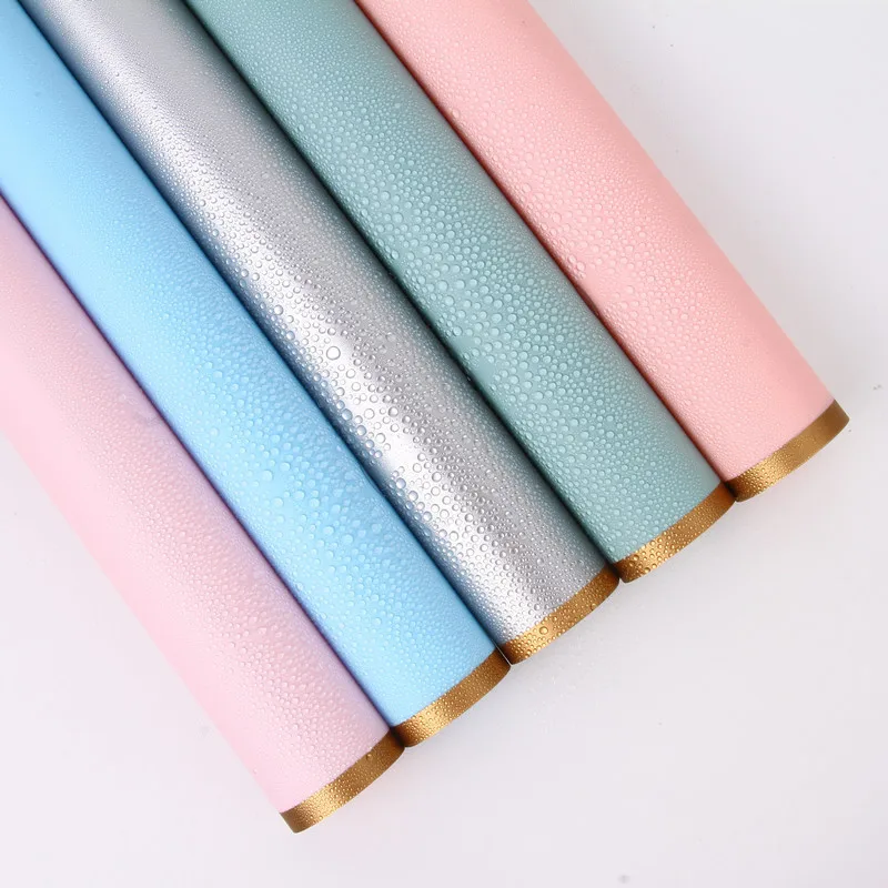 Wholesale flower shop gift flower waterproof with gold edge wrapping paper gold edge waterproof flower decoration wrapping paper