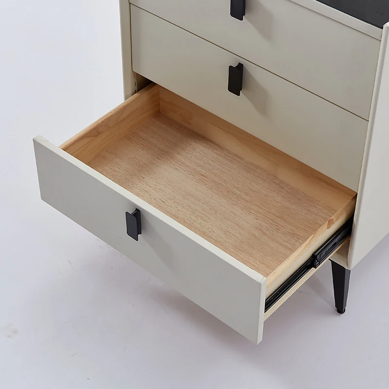 Smart Solid Wooden Night Stand Bedroom Furniture Smart Coffee Table with 3-Light Glass Top USB Wireless Charger Speaker