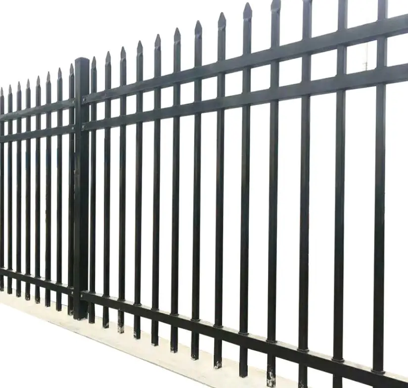 High quality Fencing Spearhead Iron Fence Panels Black Tubular Metal Fence for hot sale