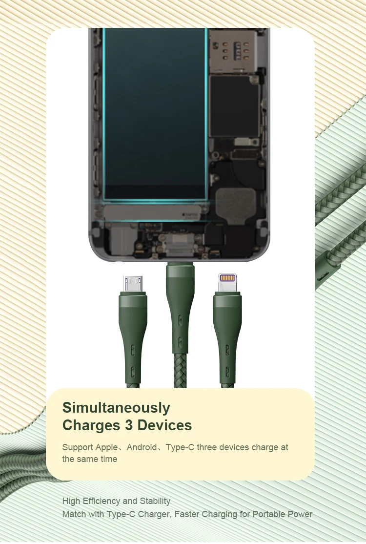  Кабели для передачи данных PD65W 5A 3 в 1 USB 0 кабель быстрой зарядки ios и