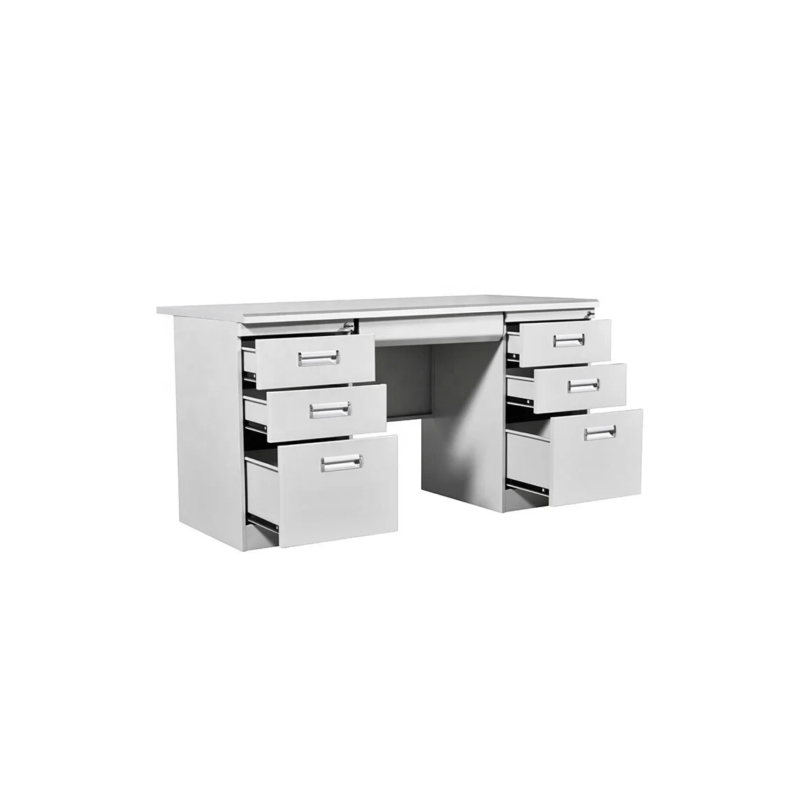 Modern Design Single Person Office Desk Metal Writing Table with Safety Lock Commercial Furniture for Home School Outdoor Use