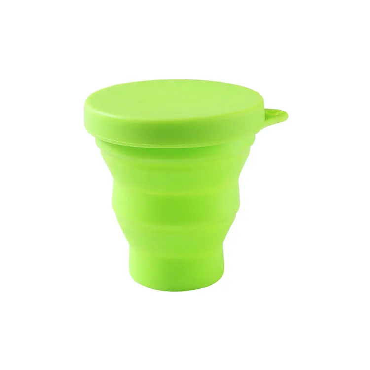 China Factory Portable Travel Camping Folding Drinking Coffee Mug Reusable Silicone Collapsible Cup for Travel