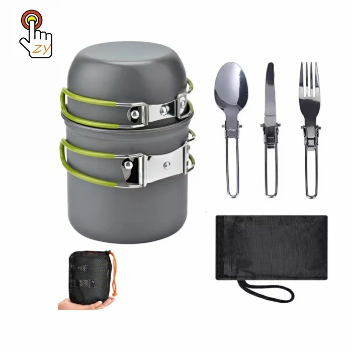 Camping Utensils New Product Portable Eco Friendly Gas Stove Outdoor Mini Camping Cookware Tourist Tableware Set