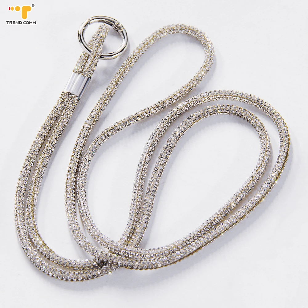 Universal 6mm Glass Crystal Rope Soft Tube Sparkling Rope String for Cell Phone Lanyard With Adjustable Shoulder Strap Patch