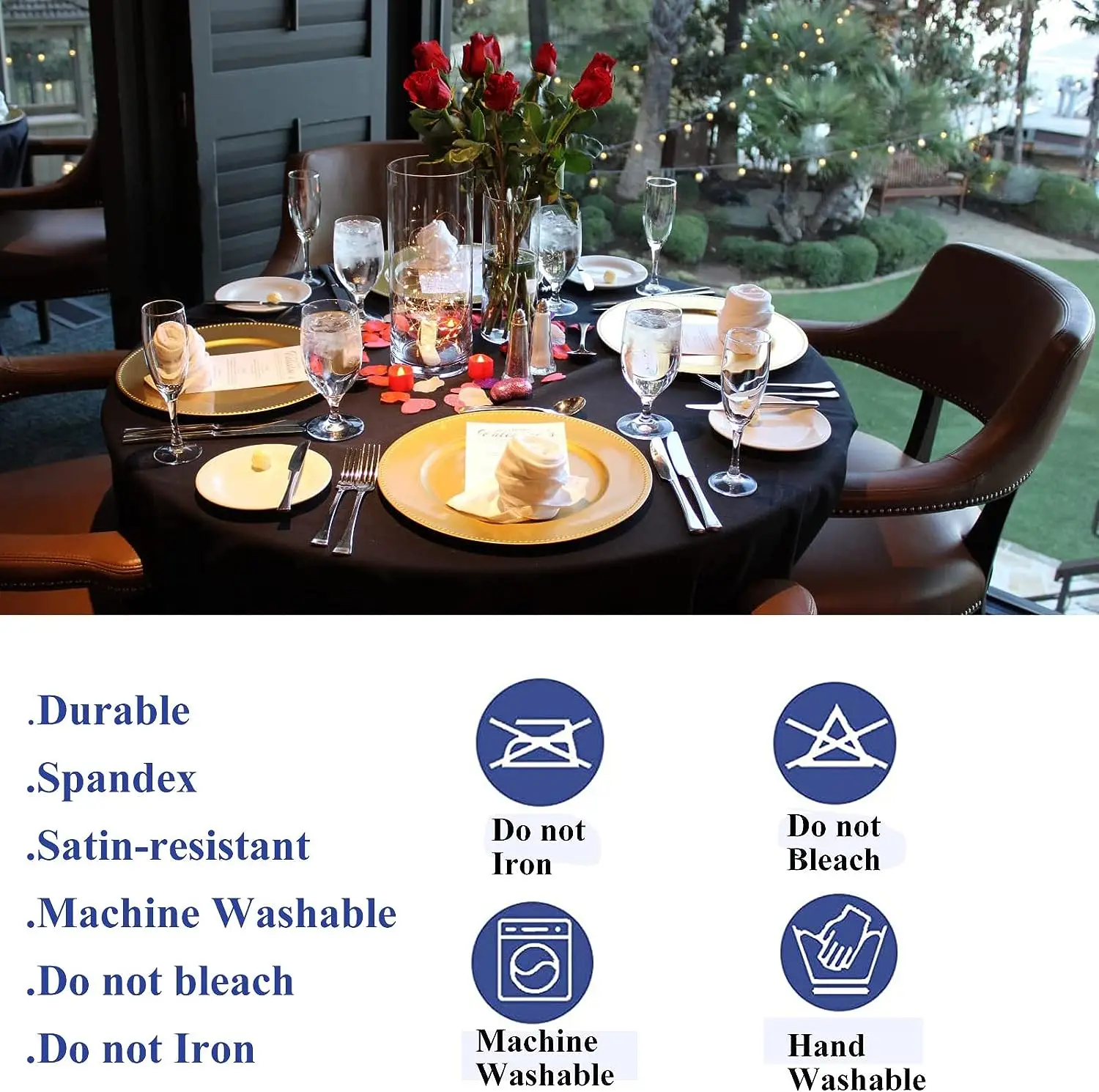 36 48 60 72 Inch Banquet Tablecloth Black Round Stretch Spandex Tablecover