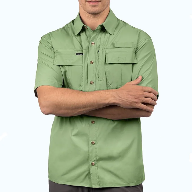 2024 Wholesale 100% Polyester Customized Breathable Multifunctional Button Fishing Shirt