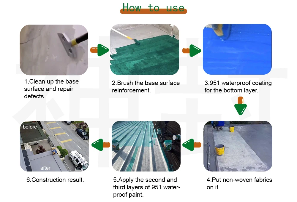 951 Color Elastic Waterproof Coating Water Based Concrete Roof Acrylic Polymer Cement Latex Paint