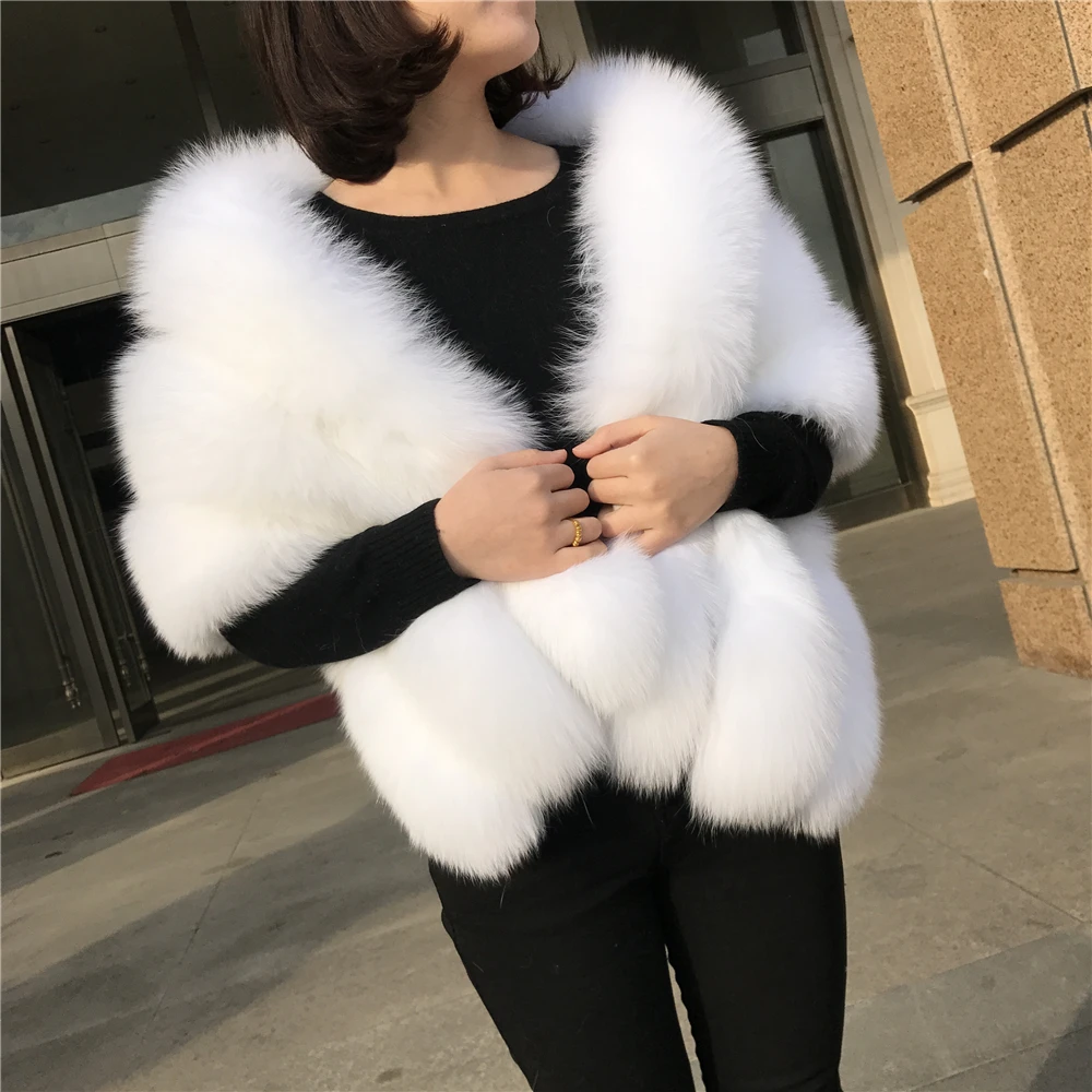 
Luxury Real Fur Shawl Fashion Women Warm Genuine Fur Shawl Winter Handmade Fur Shawls 