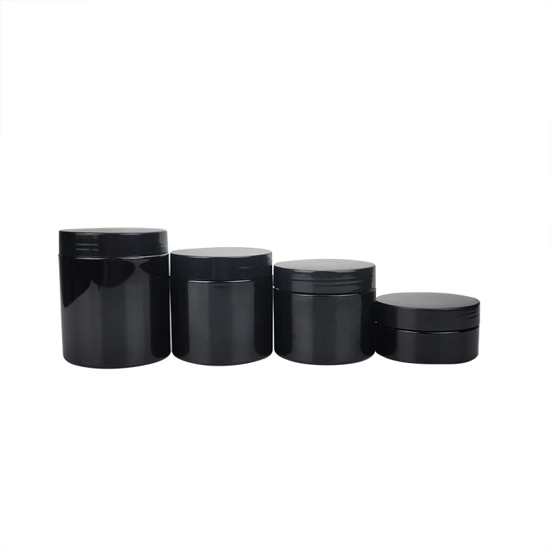 Black plastic skincare cream jars 50 ml 80 ml 100 ml 150 ml 200 ml 250 ml  Body Scrub Cream PET Container with lid