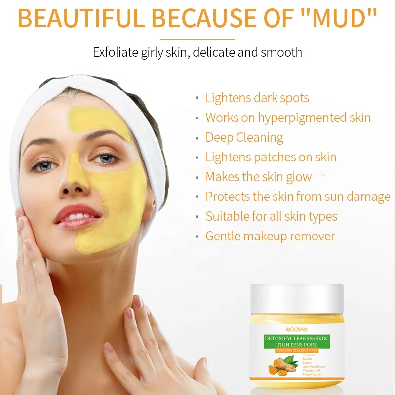OEM ODM Supplier Ginger Acne Treatment Whitening Mask Lightening Hydrating Anti Wrinkle Turmeric Mud Mask