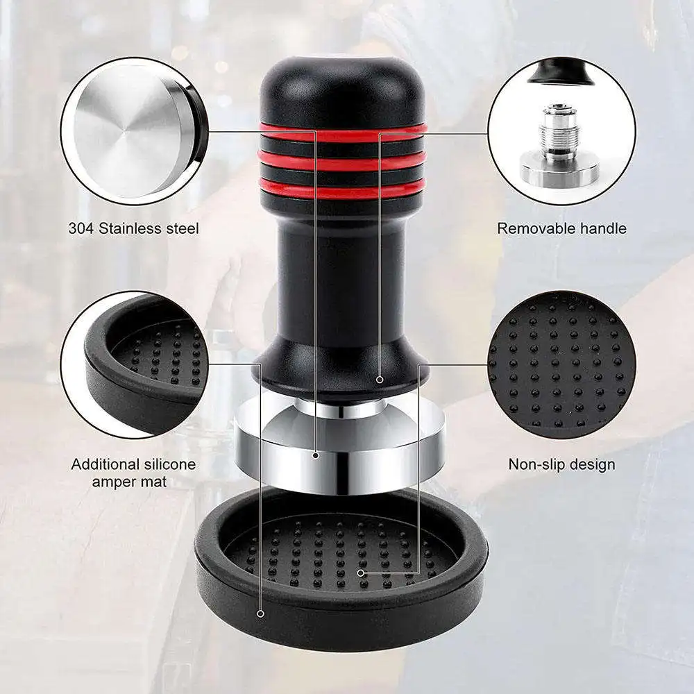 Custom Logo 51 53 58mm Espresso Tamper with Mat Calibrated Espresso Tamper Professional Espresso Hand Tamper