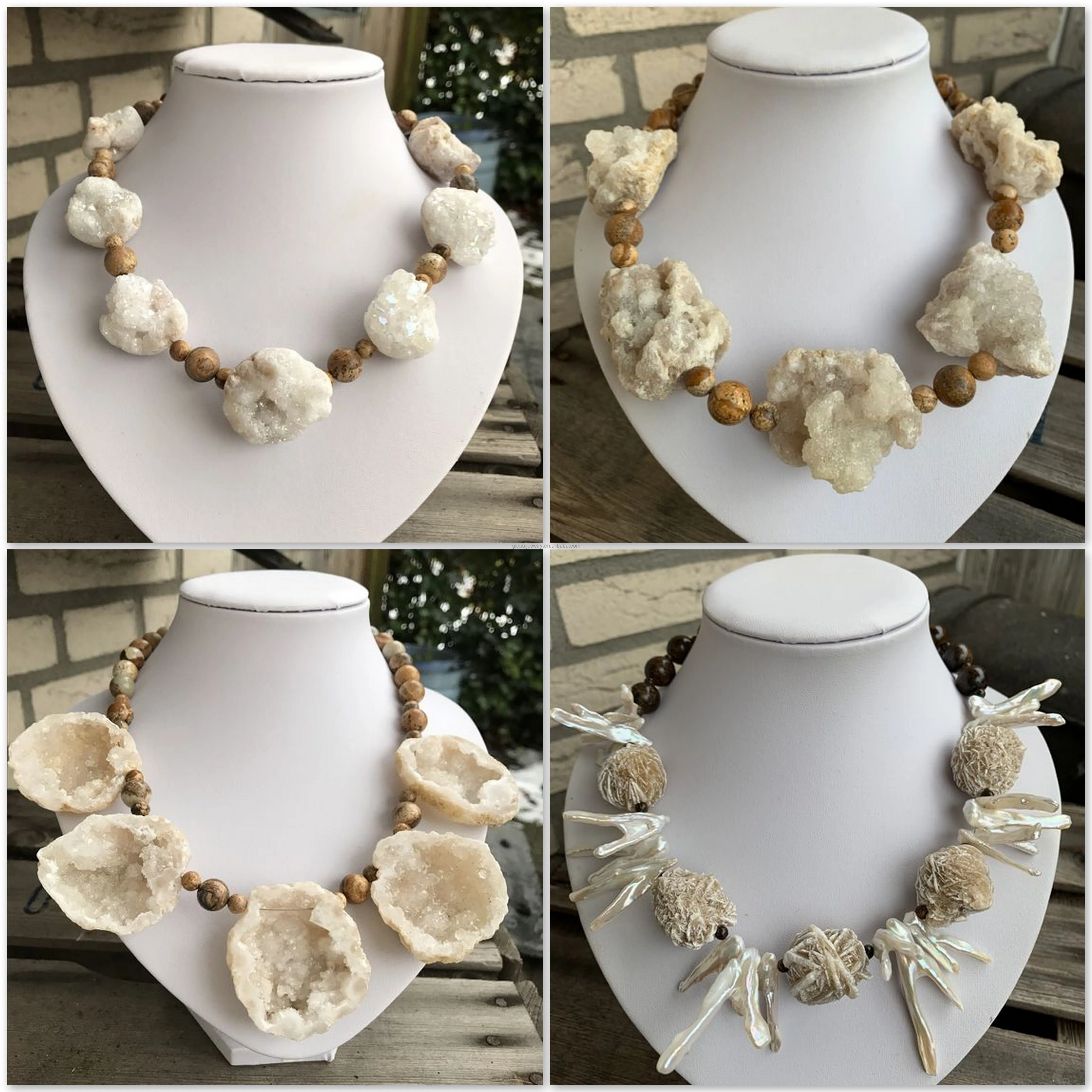 2024  Fashion White Crystal  Women Natural  Crystallodont  necklace