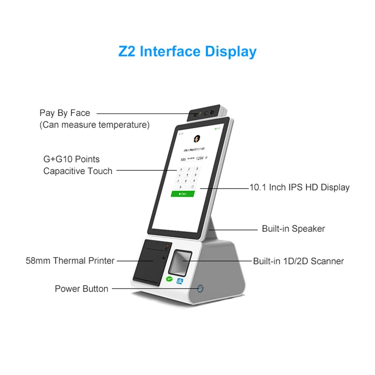 Factory Direct Sale 10.1 Inch Touch Screen China Pos Electronic Terminal Cash Register Machine kiosk For Supermarket