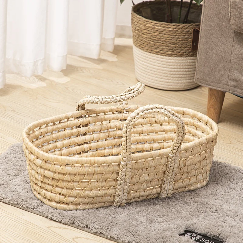 New arrival handwoven baby basket bed baby moses basket grass baby basket