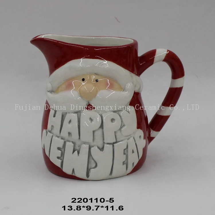 Custom Factory Design Ceramic Christmas Handmade Tableware Decorations Santa Claus Jug Pot