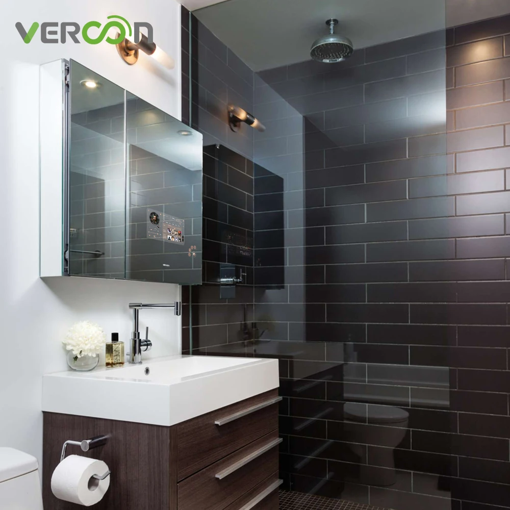 Vercon Best Makeup Led Rectangular Medicine Cabinet with Mirror Bathroom Cabinets with Mirrors Smart Mirrors