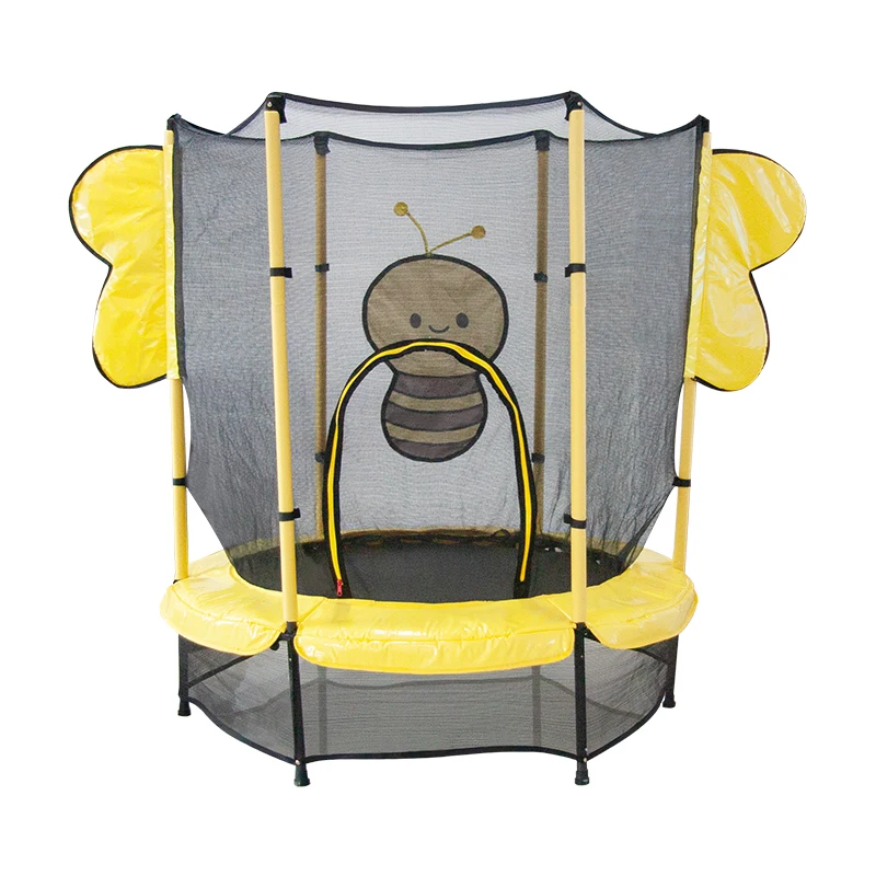 2022 new indoor baby 55inch cheap Bee mini pet trampoline outdoor kids jumping bed with safety net for children for sale