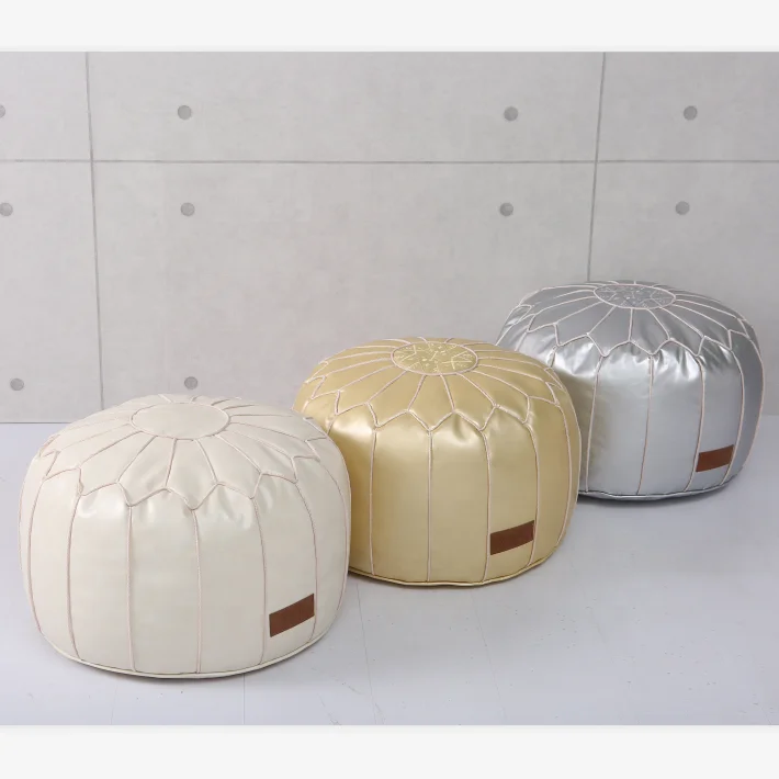 embroidery leather moroccan pouf bean bag