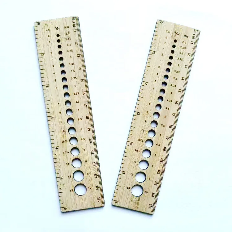 Hot Sale Bamboo Ruler Shape Knitting Measure Tools Knitting Needle Gauge  measuring needle sweater tool