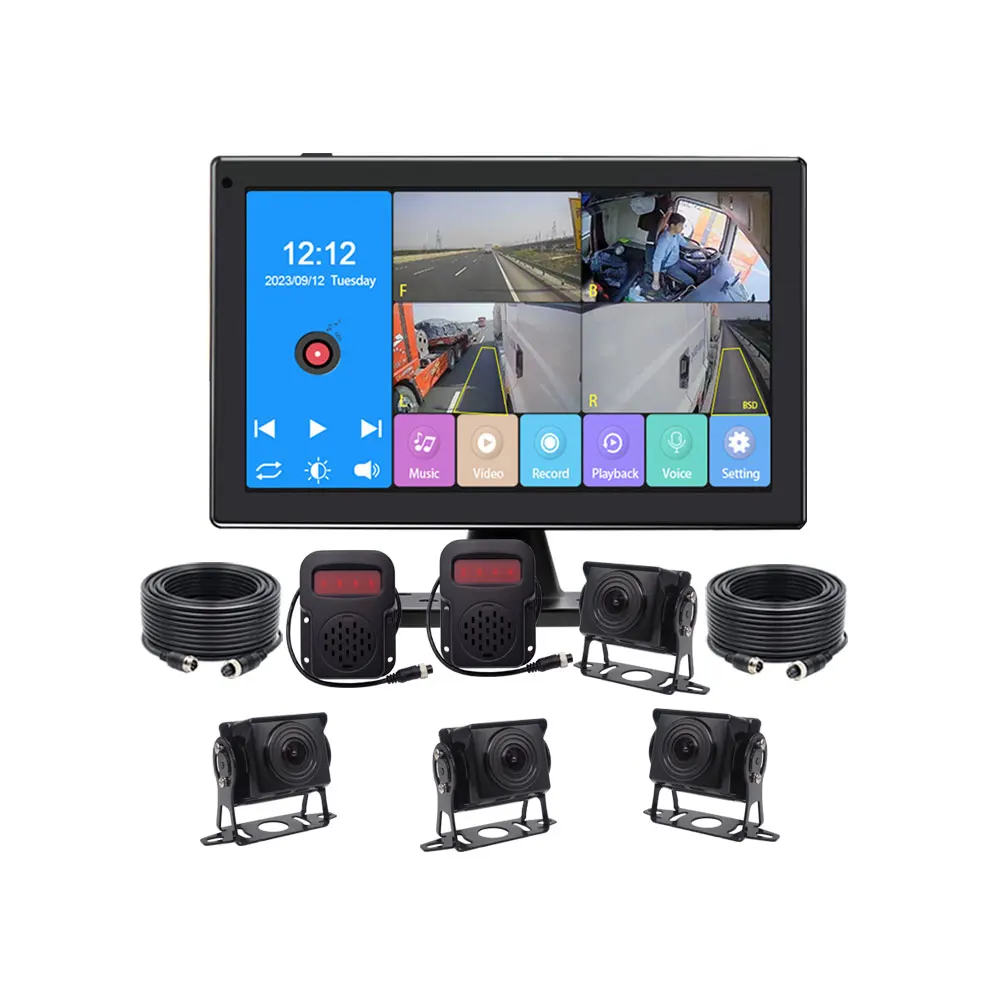 10.1 inch Commercial Vehicle Blind Spot Warning Detection system Waterproof Night Vision Camera BSD Car Reversing Aid