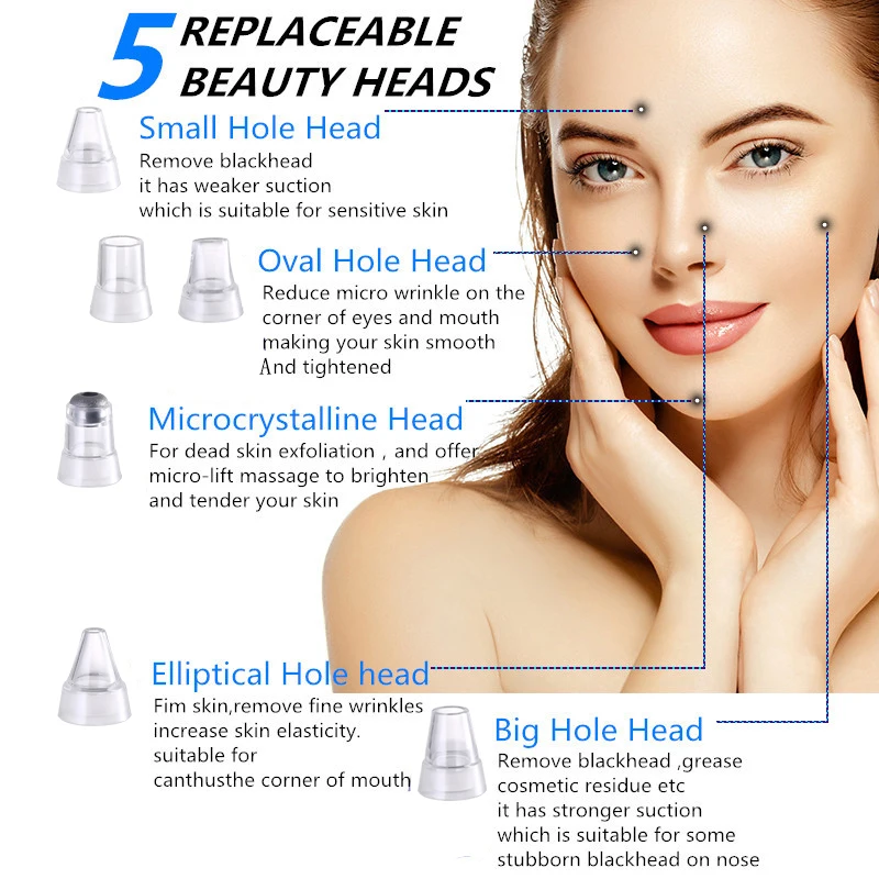 Teenager Korean Uk Blackhead Removal Electric Facial Skin Care Pore Cleaner Gun Vacuum Suction Blackhead Remover For Home