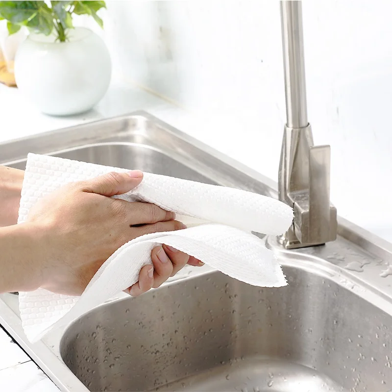 Disposable Wiping Rag Cleaning Towel Household Cleaning Kitchen Fabric Bathroom Spunlace dish white cloth wholesale