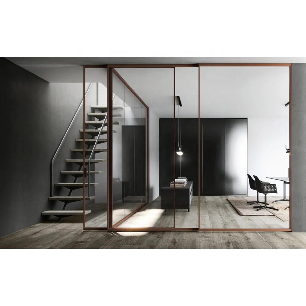 Sliding Door System Office Furniture Latest Product Aluminum Aluminium Frame Glass Partition SLIDING DOORS Modern Interior SL-06