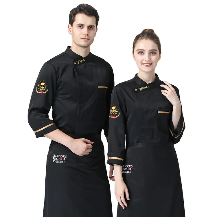 Wholesale unisex kitchen chef uniform bakery food service cook long sleeved breathable shirt single breasted chef jacket clothes
