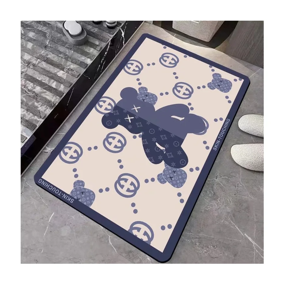 Customized Non Slip Water Absorbent Rugs Diatom Mud Bathroom Floor Mat Anti Slip Bath Mat