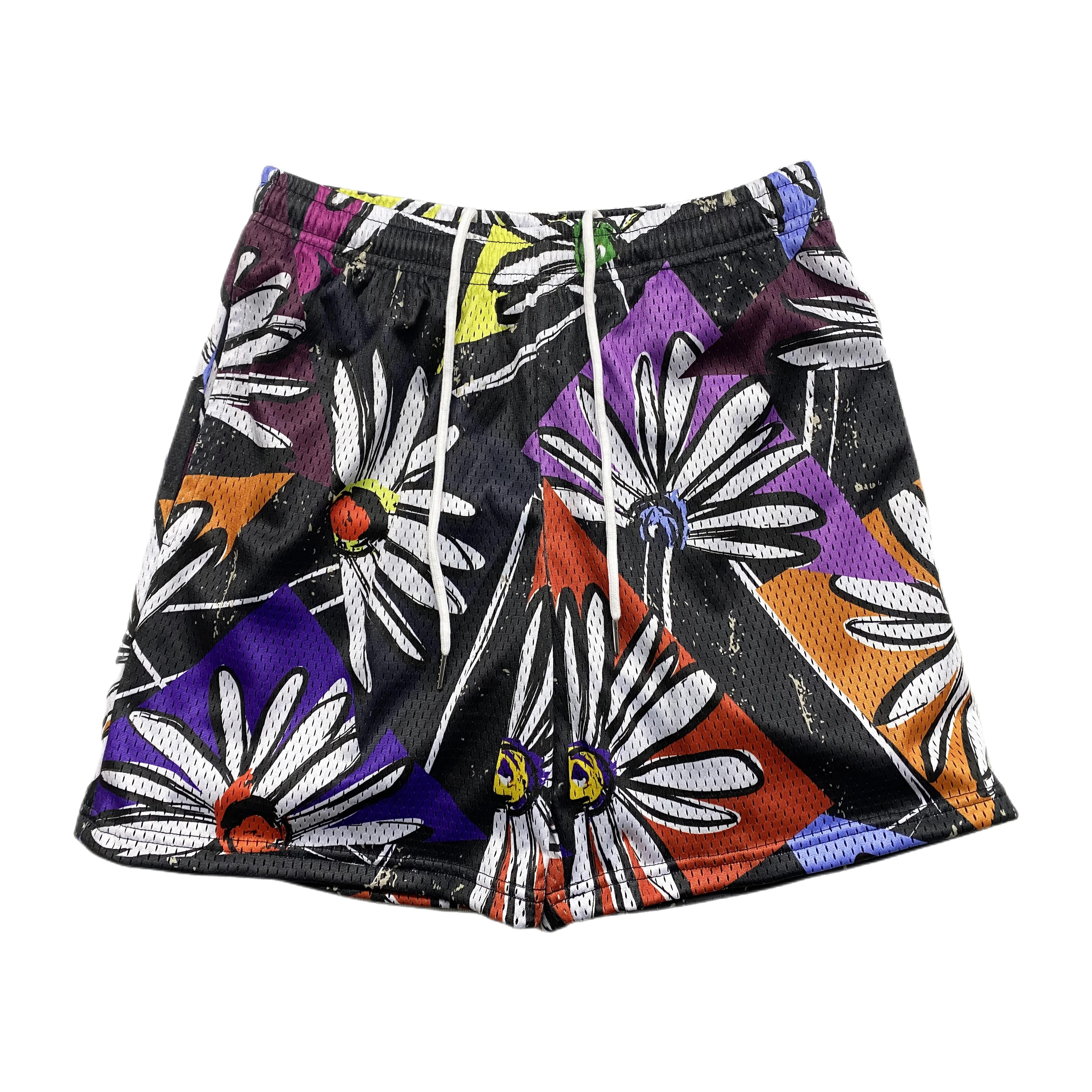 Manufacturer 5 inch inseam custom logo mesh shorts polyester unisex basketball sublimation double layer men mesh shorts custom