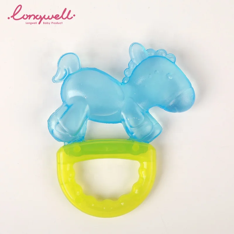 Ningbo Longwell Newborn Teething Infant Rattle Toy EN71 BPA Free EVA Water Filled Baby Teether Animal Horse Rattles And Teethers
