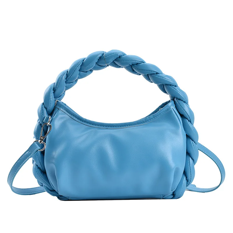 New Arrivals fashion Small Purse Handbag Woven Handle Designer Bag Women Pu Leather Trend Shoulder bag Women