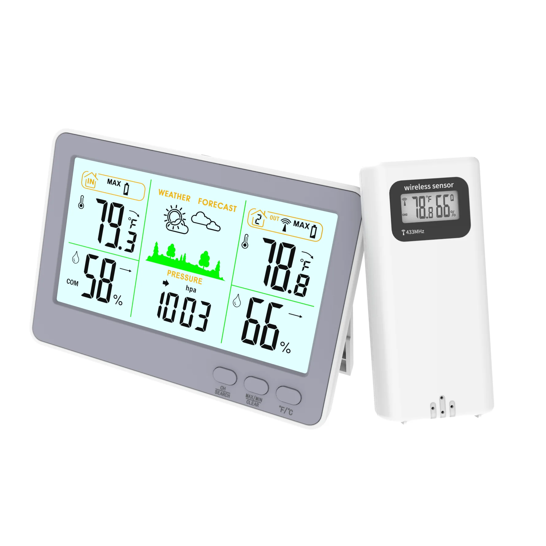 Метеостанция Крытый Открытый термометр беспроводной цветной дисплей Цифровой температурный монитор влажности