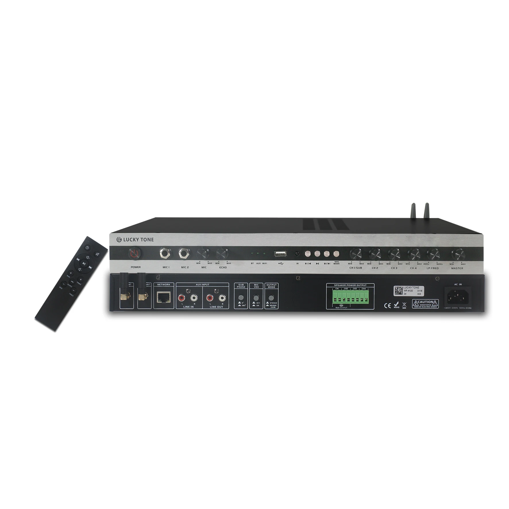 4-Channel WiFi Audio Amplifier With Bluetooth 4x120W