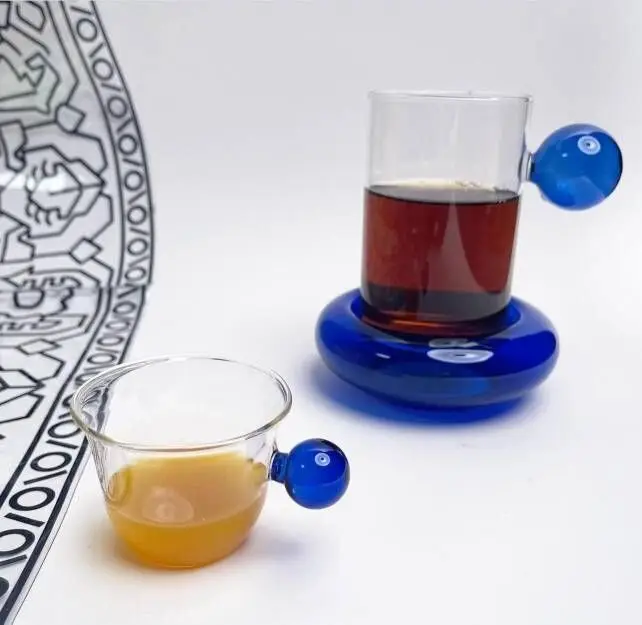 2023 New Design High Quality Eco Friendly Certificate Test Borosilicate Glass Tea Coffee Cup and Saucer