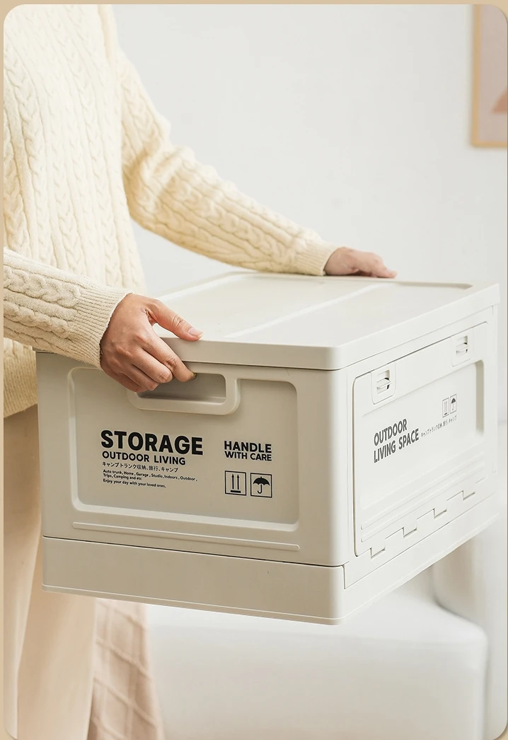 Extra-large Size Folding Storage Box Clothing Household Plastic Toy Storage Box Thickened Cabinet with Wood Cover