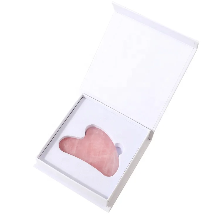 Массажная Нефритовая доска для лица с розовым кристаллом, Инструмент Для Массажа Гуаша из розового кварца в коробке