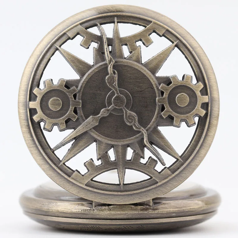 Wholesale High Quality Luxury Fashion Vintage Gear Pocket Watches Women Ladies Men Male Chain Necklaces Retro Quartz Watch Clock