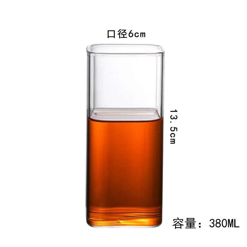 Оптовая продажа 350 мл квадратная Бессвинцовая стеклянная чашка для воды прозрачная кружка питья прямая сока молока чая кофе