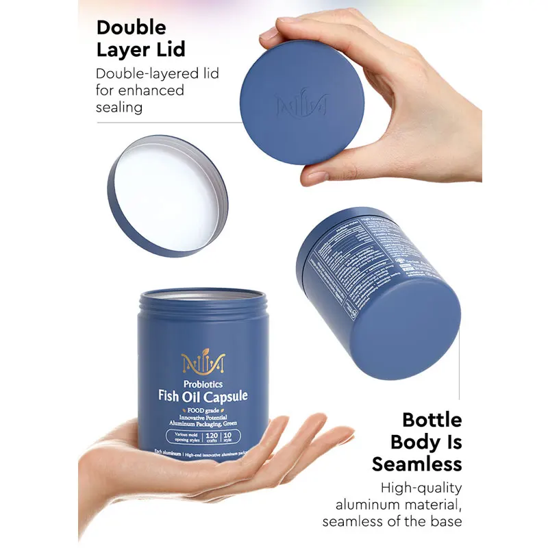 customized printed logo luxury metal packing tin can box for health product food grade aluminum container for powder