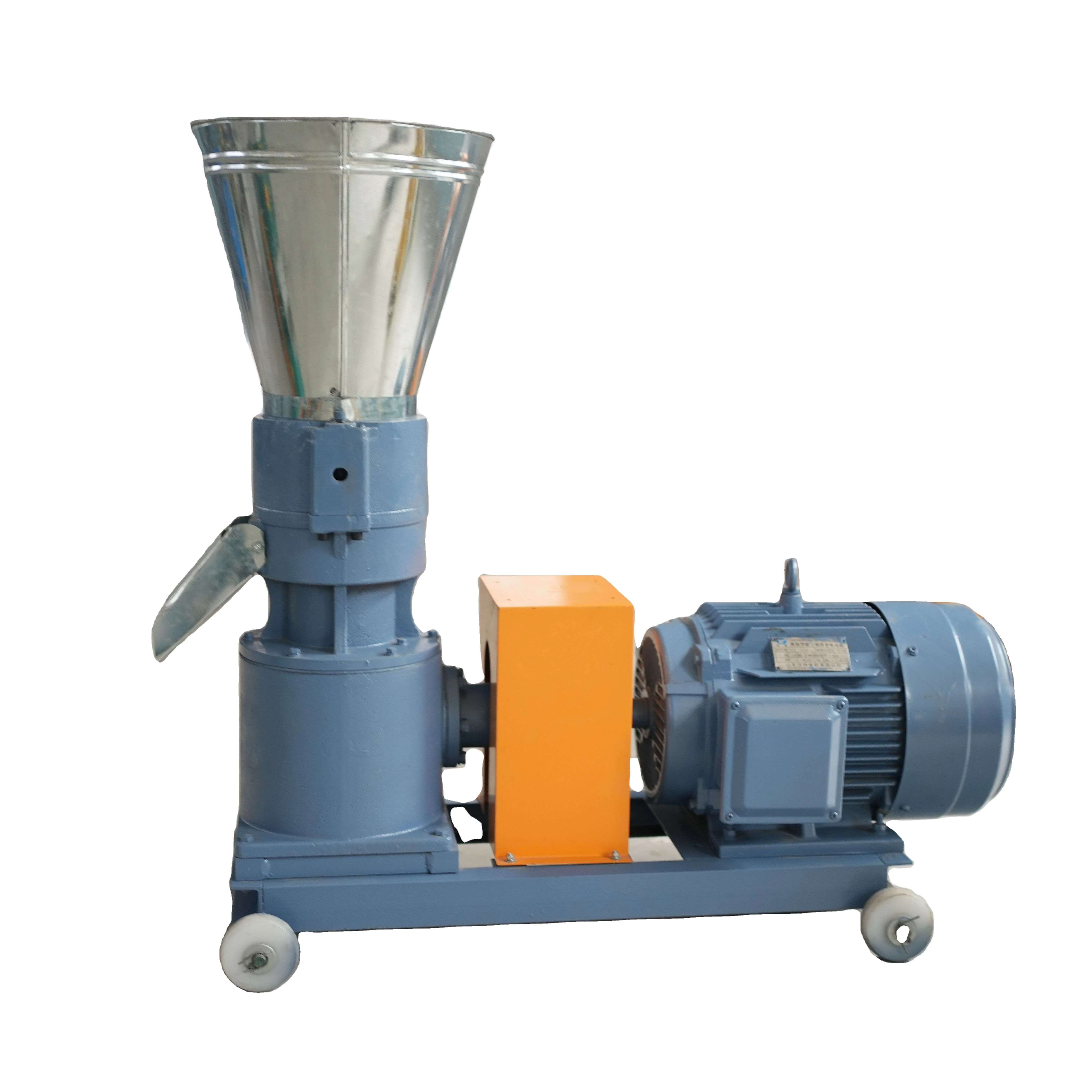 100-500kg/h Flat Die Wood Pellet Mill Biomass Tree Branches Pellet Press Animal Feed Home Use Pellet Making Machine