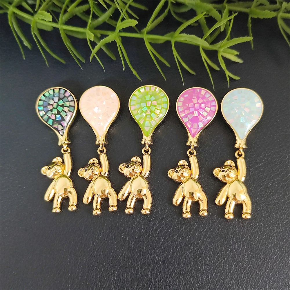 2024 High Quality 18K Gold Plated Bear Shape Unique Design Mother of Pearl Handmade Jewelry Abalone Shell Pendant Accessories