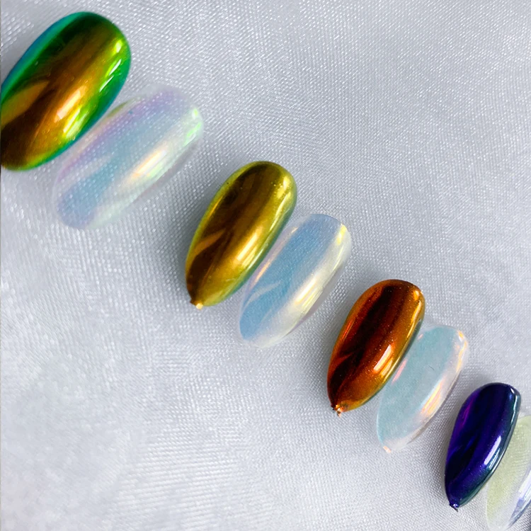 Bulk Nail Polish Liquid Type White Pearl Chrome Powder Nails Mirror Chameleon Aurora Powder Pigment Mirror Liquid Powder