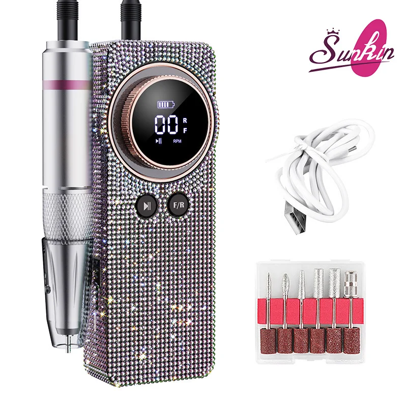 Hot selling diamond studded 35000RPM high-speed rechargeable nail drill polish machine